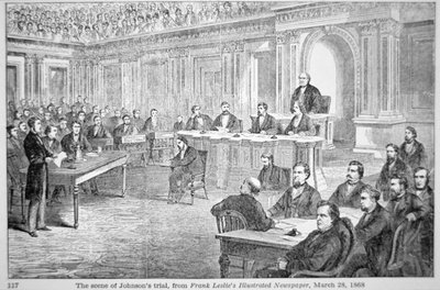 Johnson elnök felelősségre vonása 1868-ban, illusztráció a "Frank Leslie