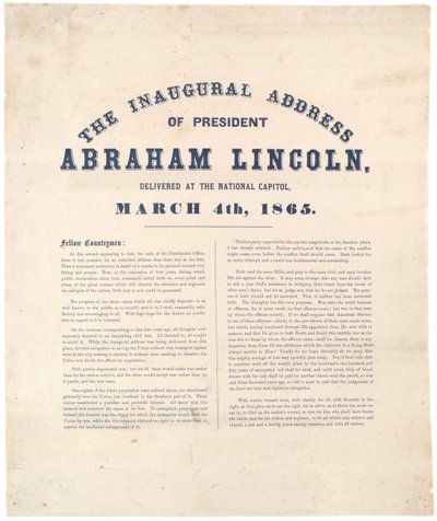 Abraham Lincoln elnök beiktatási beszéde a Nemzeti Capitoliumban, 1865. március 4-én alkotó: American School