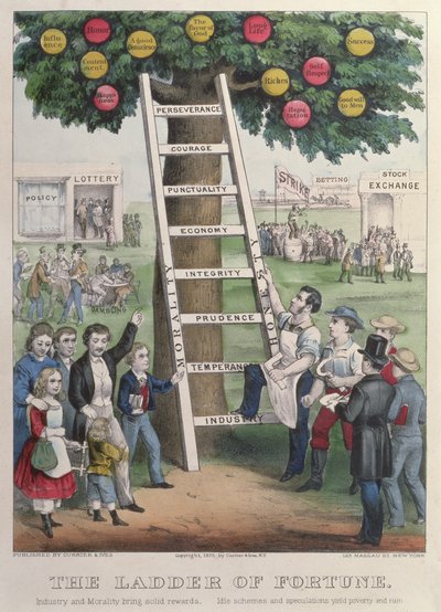 A szerencselétra, kocsma. Currier és Ives, New York, 1875 alkotó: American School