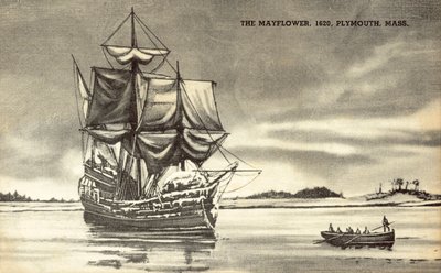 A Mayflower a massachusettsi Plymouthban alkotó: American School
