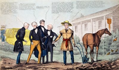 A North Bend Farmer és látogatói, H. R. Robinson által kiadott karikatúra, 1840-42 alkotó: American School