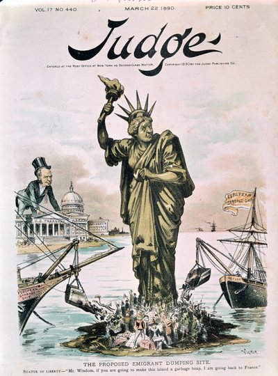 The Proposed Emigrant Dumping Site, Judge címlapja, 1890. március 22. alkotó: American School
