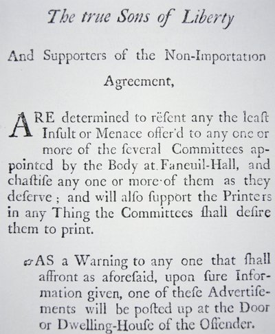 A „Sons of Liberty” egy titkos mozgalom, amelyet 1765-ben alapítottak a brit adók (litho) ellen. alkotó: American School