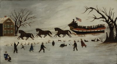 Szánkózás a szüfrazsettek, 1870-90 alkotó: American School