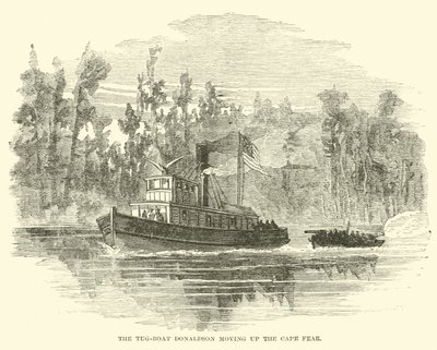 A Donaldson vontatóhajó felfelé halad a Cape Fear-en, 1865. március alkotó: American School