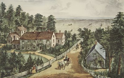 A Nyugati Gazdaotthon, kocsma. 1871, Currier & Ives alkotó: American School