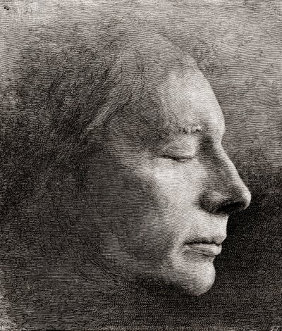 John Keats halotti maszkja, a "The Century Illustrated Monthly Magazine"-ból, 1884-ben jelent meg (metszet). alkotó: American School