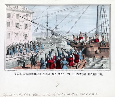 A tea megsemmisítése a bostoni kikötőben, kocsmában alkotó: American School