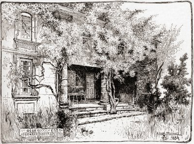 John Bartram otthona Philadelphia közelében, a The Century Illustrated Monthly Magazine-ból, 1884-ben (fametszet) alkotó: American School