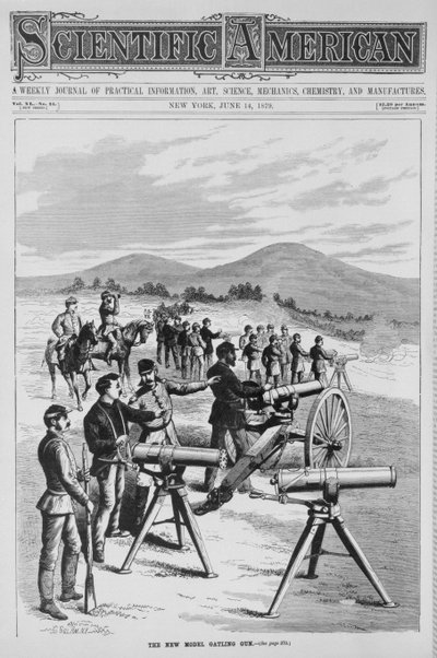 A Scientific American új Gatling Gun modellje, 1879. június 14 alkotó: American School