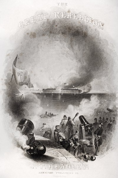 A Fort Sumter elleni támadás 1861-ben című művének címoldali illusztrációja, J.T. „The Great Rebellion” című művéből. Headley, 1866 alkotó: American School