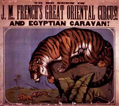 „Látni kell J. M. French Nagy Keleti Cirkuszában és az egyiptomi karavánban” (színes litó) alkotó: American School