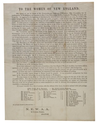 New England asszonyainak (körlevél), 1862-1865 körül alkotó: American School