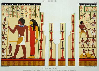 24. sír, 2. sírkamra, Gizehből, II. kötet, XV. tábla az ókori Egyiptomból, Samuel Augustus Binion, kiadva 1887-ben (színezett chromolitho) alkotó: American School