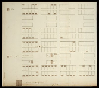 Savannah városi terve, 1733 körül (toll és tinta papíron) alkotó: American School