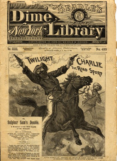 Twilight Charlie, a Beadles New York Dime Novel első borítója, 1888 alkotó: American School
