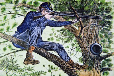 Union Army Sharpshooter teleszkópos irányzékokkal (színes litho) alkotó: American School