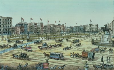 Union Square és Fourteenth Street to Seventeenth Street, a 48 Views of New York and Environs sorozatból, pub. írta Charles Magnus alkotó: American School
