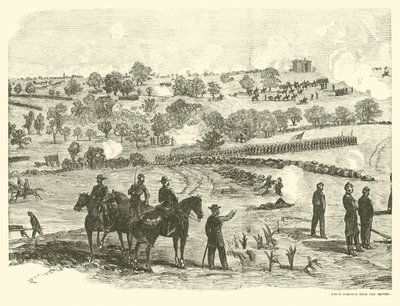 Szakszervezeti állás a központ közelében, gettysburgi csata, 1863. július 2., július 2 alkotó: American School