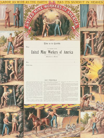 Egyesült Bányamunkás bizonyítvány, 1890 alkotó: American School