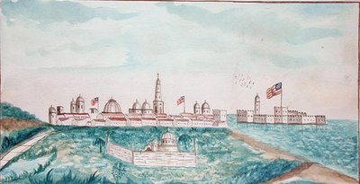 Vera Cruz, Kastély és temető (akvarell papíron) alkotó: American School