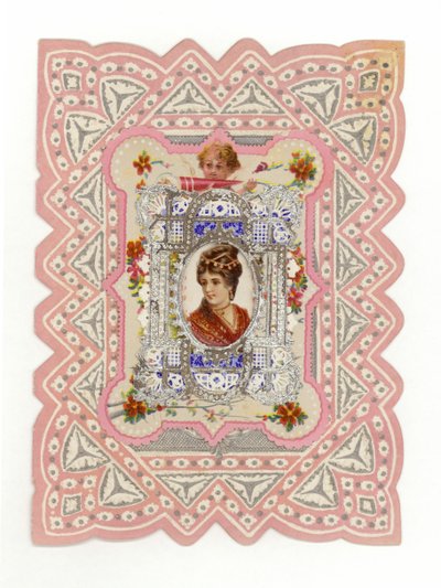 Viktoriánus hölgy a kártyán alkotó: American School