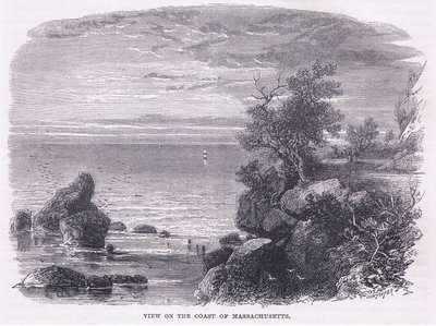 Kilátás Massachusetts partjaira 1644, illusztráció Cassell története az Egyesült Államok pubjából. készítette: Petter & Galpin 1890 körül (litho) alkotó: American School