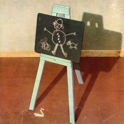 Vintage gyermek csendélet - kréta tábla alkotó: American School