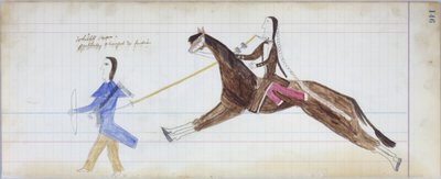 Fehér ember részben indiaira változott, illusztráció a Black Horse Ledgerből, 1877-79 (ceruza és zsírkréta papíron) alkotó: American School