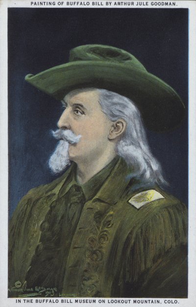 William "Buffalo Bill" Cody, amerikai felderítő, bölényvadász és showman (színes litográfia) alkotó: American School