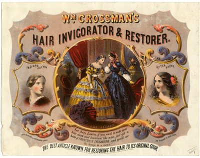 Wm. Crossmans hajélénkítő és -helyreállító, 1862 alkotó: American School