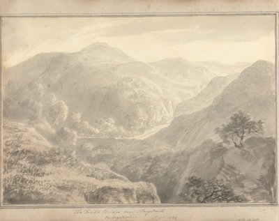 Kilátások Angliában, Skóciában és Walesben: Az Ördög hídja Aberystwith közelében, Cardiganshire, 1804. szeptember alkotó: Amos Green