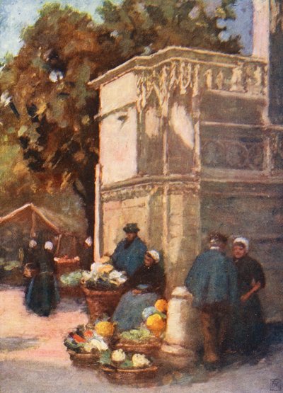 XII. Lajos szökőkút, Blois (színes litográfia) alkotó: Amy B. Atkinson