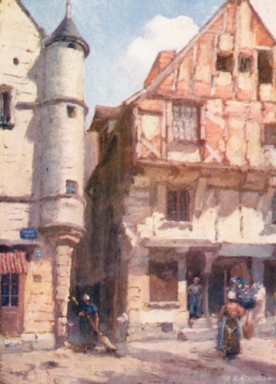Régi házak Chinonban (színes litográfia) alkotó: Amy B. Atkinson
