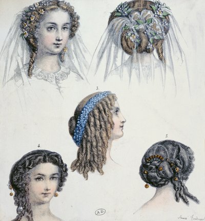 Egy menyasszony frizura és mások, 1853 körül alkotó: Anais Toudouze
