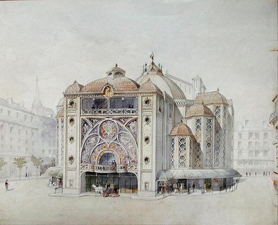 Tervezés egy ideális színházhoz (akvarell, papír) alkotó: Anatole de Baudot