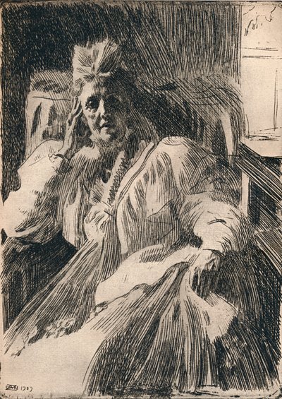 Rézkarc a Dowagger svéd királynőről, 1909 alkotó: Anders Leonard Zorn