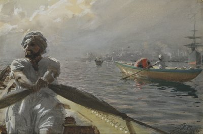 Török hajós a konstantinápolyi kikötőben, 1886 (wc papíron) alkotó: Anders Leonard Zorn