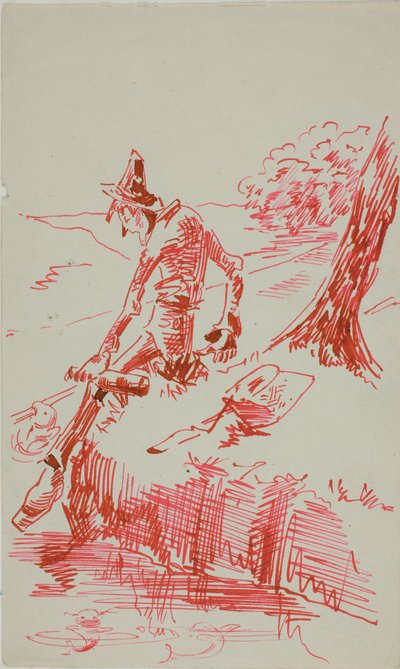 Férfi halászat és tartása palack alkotó: Anders Zorn