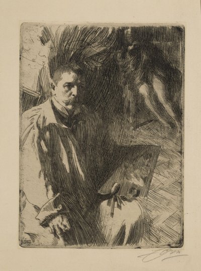 Önarckép modellel II alkotó: Anders Zorn