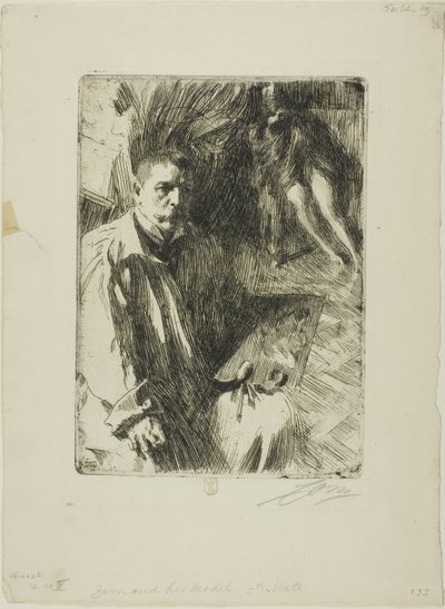Önarckép a II. modellel alkotó: Anders Leonard Zorn