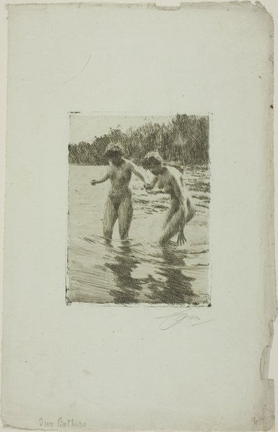 Két fürdőző alkotó: Anders Leonard Zorn