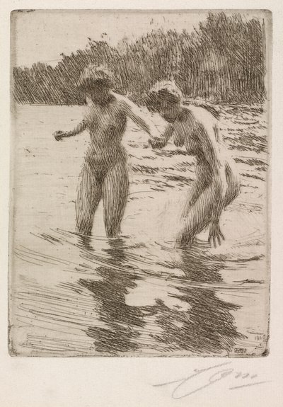 Két fürdőző alkotó: Anders Leonard Zorn
