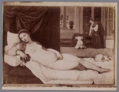 Tizianus Urbino Vénusz című festményének fotóreprodukciója Firenze, Venere (Tiziano Gall. Uff.) (cím a tárgyon) alkotó: Anderson (firma)
