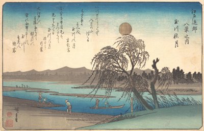 Őszi Hold a Tama folyón, kb. 1838., kb. 1838. alkotó: Ando Hiroshige