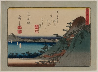 Esti harangszó a Mii templomban az Omi tartomány nyolc képe című sorozatból, az 1830-as évek végén vagy az 1840-es évek elején. alkotó: Ando Hiroshige