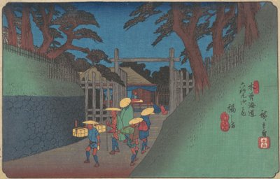 Fukusima állomás, kb. 1837., kb. 1837. alkotó: Ando Hiroshige