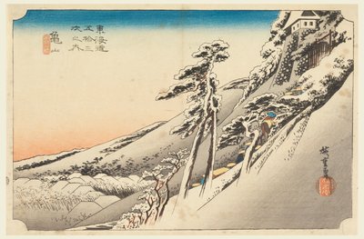 Kameyama, Snow Scene, in The Fifty-Three Stations of the Tokaido Road (Tokaido Gojusan Tsugi-no Uchi) alkotó: Ando Hiroshige