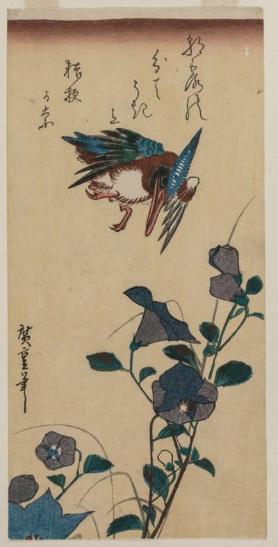 Jégmadár és kínai harangvirág, az 1830-as évek eleje vagy közepe. alkotó: Ando Hiroshige