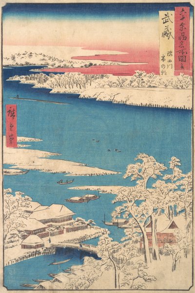 Reggel havazás után, a Sumida folyó, Musashi tartomány, a Views o... sorozatból, kb. 1853. alkotó: Ando Hiroshige